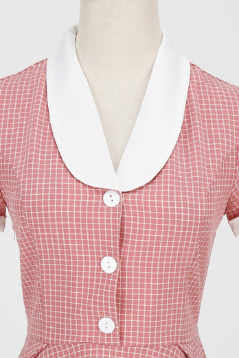 A lijn V-hals Blush Vintage jurk met knoop