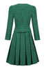 Afbeelding in Gallery-weergave laden, A lijn V-hals groen grid geruit vintage jurk