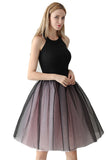 Tweekleurige stiksels 7-laags mesh tule tutu rok