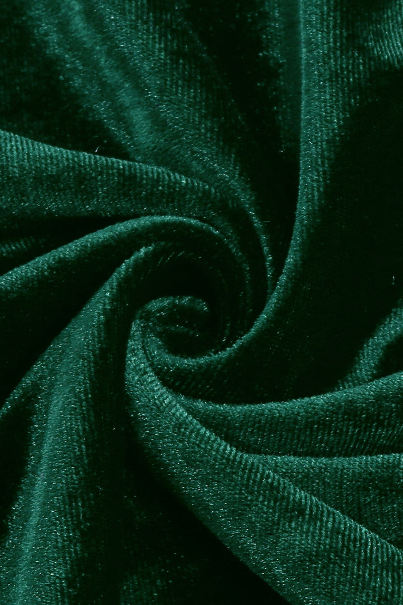 Afbeelding in Gallery-weergave laden, A-lijn van de schouder donkergroene fluwelen jurk