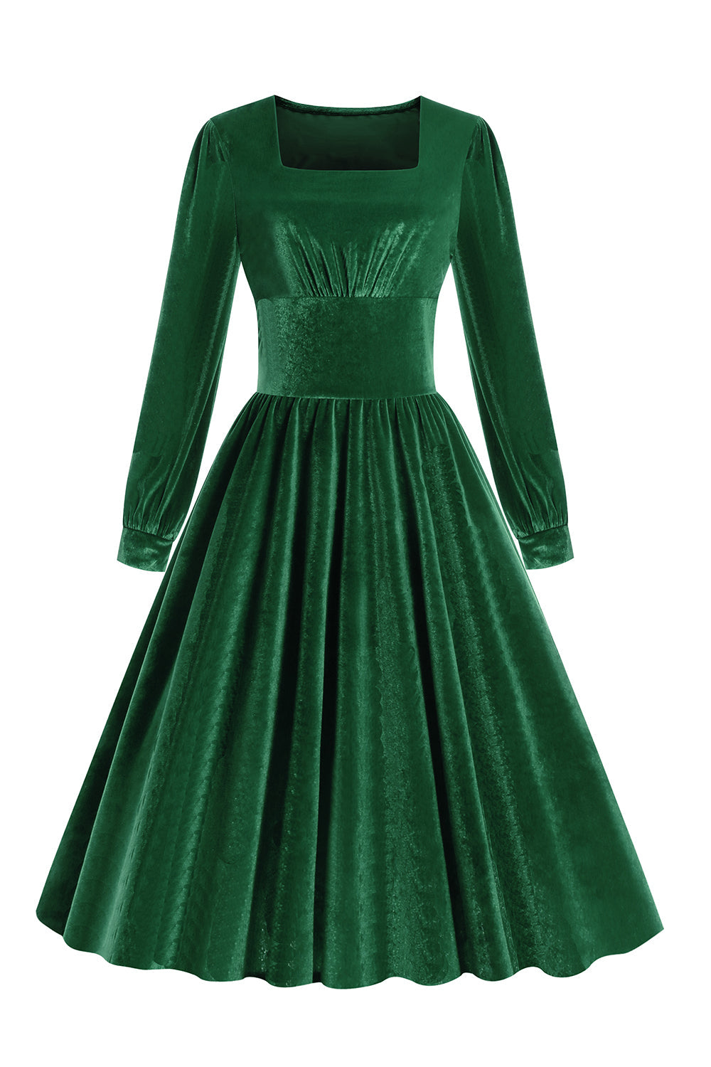 Groene A-lijn Fluwelen Vintage Jurk