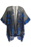 Zwarte Pailletten Pauw 1920s Cape