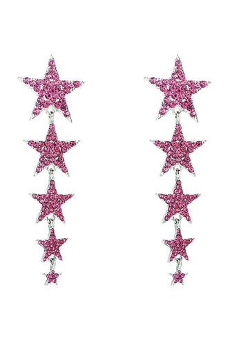 Fuchsia Five-Pointed Stars Prom Oorbellen