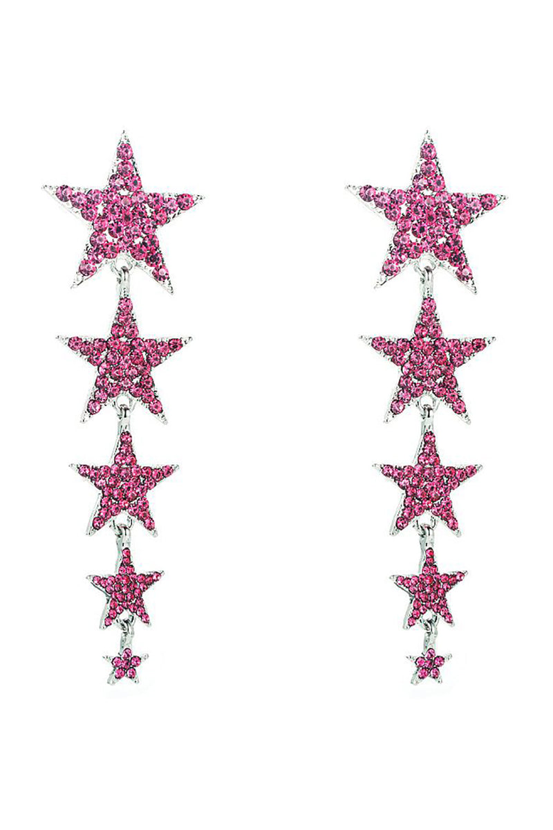 Afbeelding in Gallery-weergave laden, Fuchsia Five-Pointed Stars Prom Oorbellen