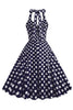 Afbeelding in Gallery-weergave laden, Hepburn Style Polka Dots Blauw 1950s Jurk