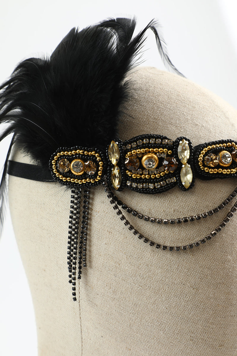 JAWSEU 1920 flapper-hoofdband, veer-hoofddeksel, hoofdtooi, 1920 bling, strass, haaraccessoires voor vrouwen en meisjes, veer haarband, accessoires voor flappers, carnavalskostuum JAWSEU 1920 flapper-hoofdband, veer-hoofddeksel, hoofdtooi, 1920 bling, strass, haaraccessoires voor vrouwen en meisjes, veer haarband, accessoires voor flappers, carnavalskostuum