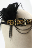 1920s Flapper Zwart Gouden Vijf stuks Accessoires Set