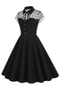 Afbeelding in Gallery-weergave laden, Hepburn Style Zwarte Vintage Jurk met korte mouwen