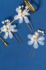Afbeelding in Gallery-weergave laden, Parel drie stuks handgemaakte bloem bruids haar clip