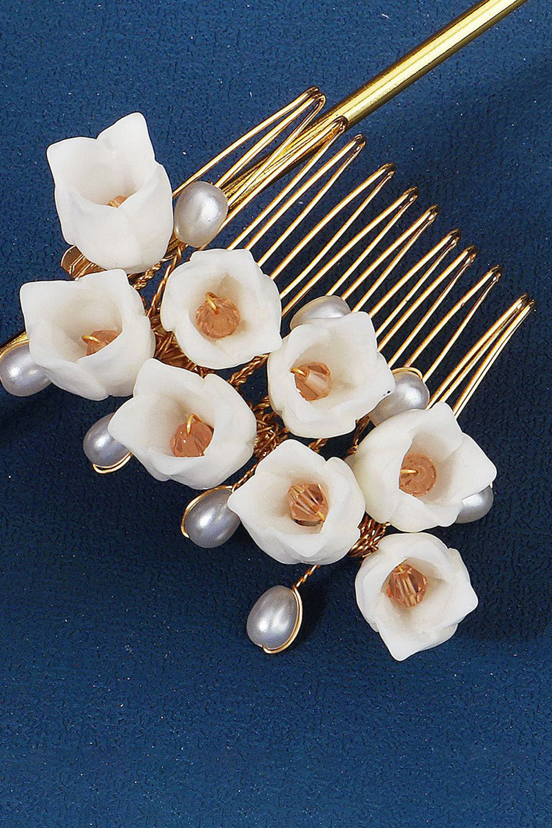 Afbeelding in Gallery-weergave laden, Handgemaakte parelhars bloemen hoofddeksel