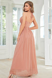 Blush Halter A Line Galajurk