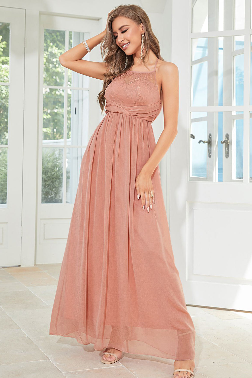 Blush Halter A Line Galajurk