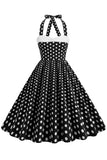 Rode Halter Polka Dots 1950s Jurk