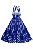 Rode Halter Polka Dots 1950s Jurk