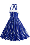 Rode Halter Polka Dots 1950s Jurk