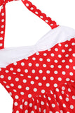 Rode Halter Polka Dots 1950s Jurk