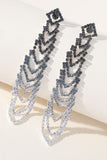 Grijze Strass Tassel Lange Oorbellen