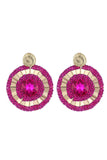 Legering Strass Fuchsia Ronde Oorbellen