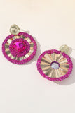 Legering Strass Fuchsia Ronde Oorbellen