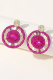 Legering Strass Fuchsia Ronde Oorbellen