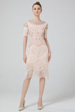 Blush Pailletten 1920s Jurk met Franjes