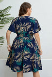 Plus Size Navy V Hals Zomer jurk