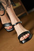 Afbeelding in Gallery-weergave laden, Zwarte open teen sandaal met hoge hakken