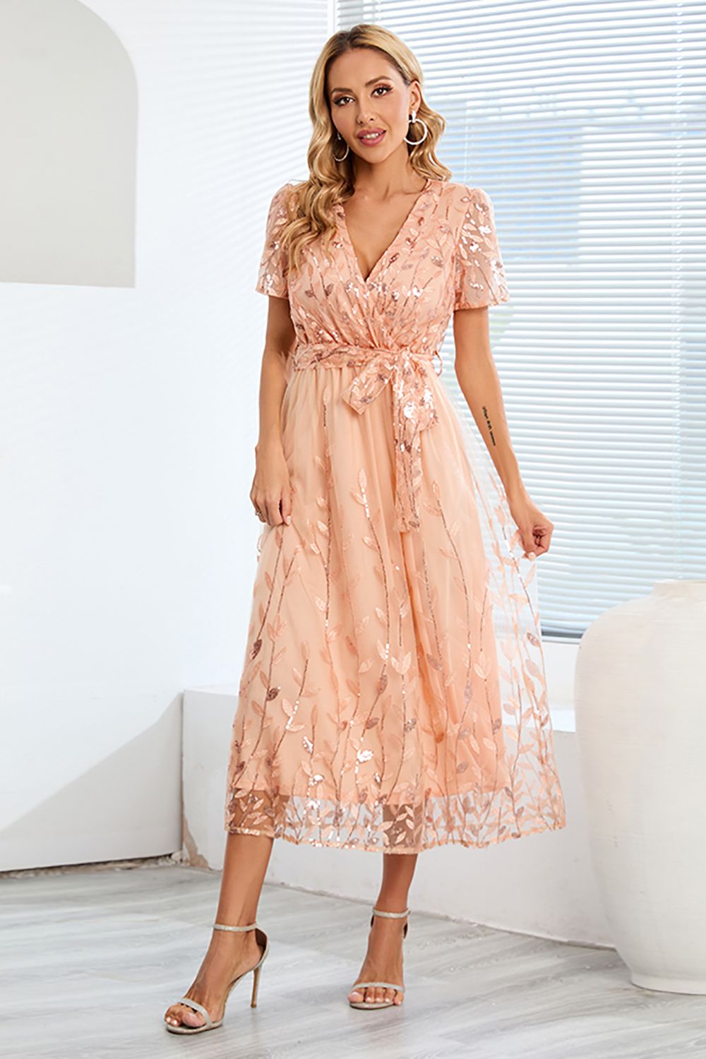 HOTOUCH Jurk Vrouwen Elegante Tuniek Jurk Ronde Hals Casual Jurken HOTOUCH Jurk Vrouwen Elegante Tuniek Jurk Ronde Hals Casual Jurken