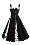 Polka Dots Black Swing 1950s Jurk met Mouwloos