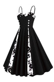 Polka Dots Black Swing 1950s Jurk met Mouwloos