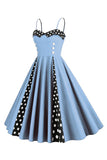 Polka Dots Black Swing 1950s Jurk met Mouwloos