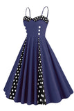 Polka Dots Black Swing 1950s Jurk met Mouwloos