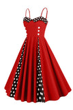 Polka Dots Black Swing 1950s Jurk met Mouwloos