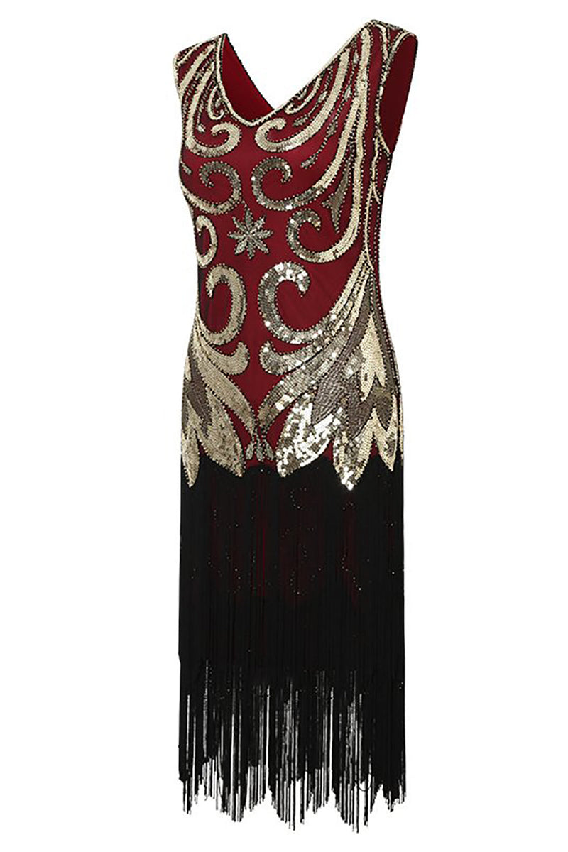Afbeelding in Gallery-weergave laden, Franjes Sprankelende jaren 1920 jurk met mouwloos