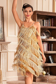 Gouden Spaghetti Bandjes Franje Roaring 20s Great Gatsby Jurk