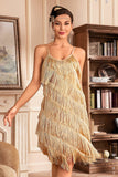 Grijze Spaghetti Bandjes Gefranjerd Roaring 20s Great Gatsby Jurk