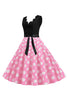 Afbeelding in Gallery-weergave laden, Roze Polka Dots Mouwloze Vintage jaren 1950 Jurk