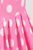 Polka Dots Roze Mouwloze Jaren 1950 Jurk