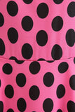 Roze Zwarte Polka Dots Cap Mouwen 1950s Jurk