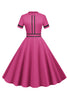 Afbeelding in Gallery-weergave laden, Fuchsia korte mouwen A Line 1950s jurk