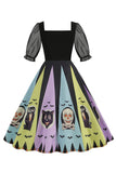 Zwarte A Line Halloween Print Vintage Jurk