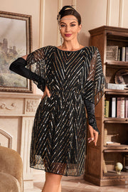 Glitter Pailletten 1920s Jurk met Batwing Mouwen