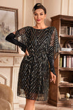 Glitter Pailletten 1920s Jurk met Batwing Mouwen