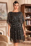 Glitter Pailletten 1920s Jurk met Batwing Mouwen