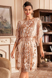 Batwing Mouwen Champagne Pailletten 1920s Jurk