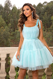 Hot Pink A Line Tule Leuke Homecoming Jurk