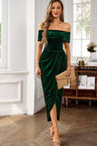 Bordeaux Fluweel Off the Shoulder Vakantie Party Dress
