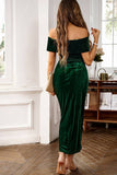Bordeaux Fluweel Off the Shoulder Vakantie Party Dress