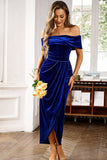 Bordeaux Fluweel Off the Shoulder Vakantie Party Dress