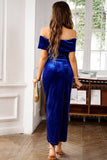 Bordeaux Fluweel Off the Shoulder Vakantie Party Dress